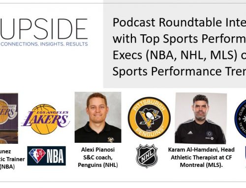 Upside Chat with Top Sports Performance Execs (NBA, NHL, MLS) on Impact of Dehydration and Biofeedback on Sports Performance, and more.